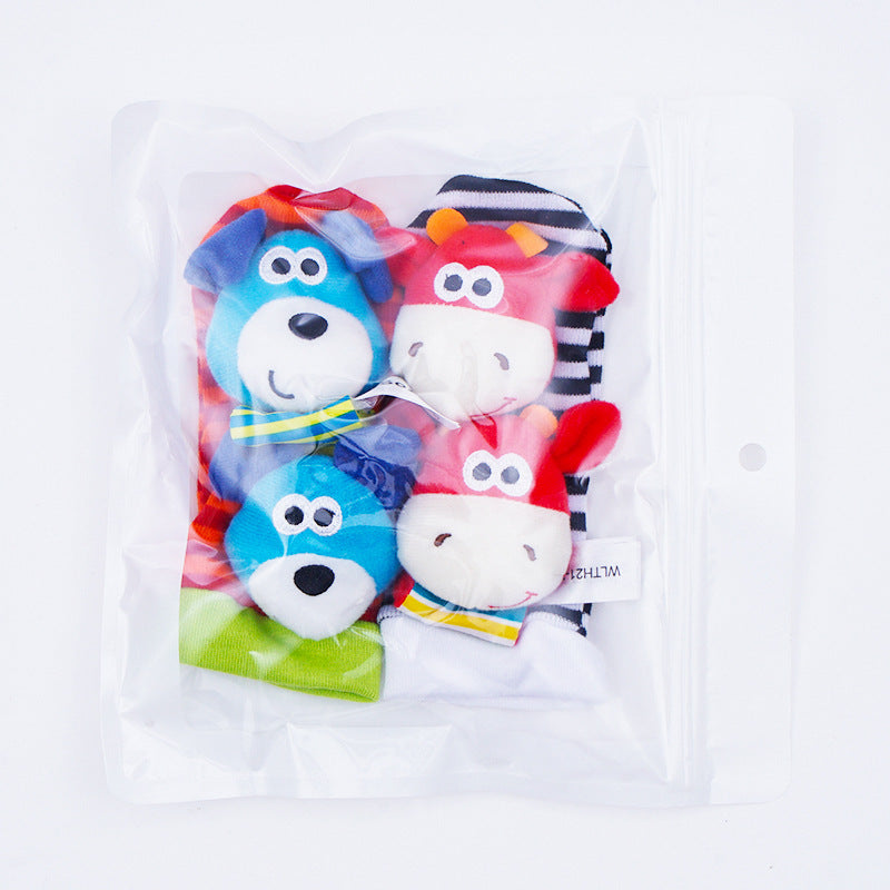 Plüschsocken und Armband für Babys mit sensorischen Elementen