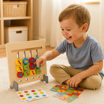 Holzspiel zur Zuordnung von Farbmustern im Montessori-Stil