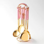 Elegantes Küchenset aus Gold mit Ständer