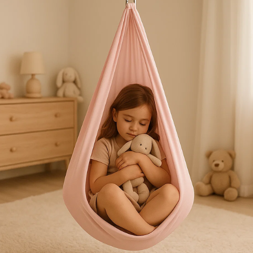 KuschelNest – Baumwoll-Sinnes-Therapieschaukel für Kinder