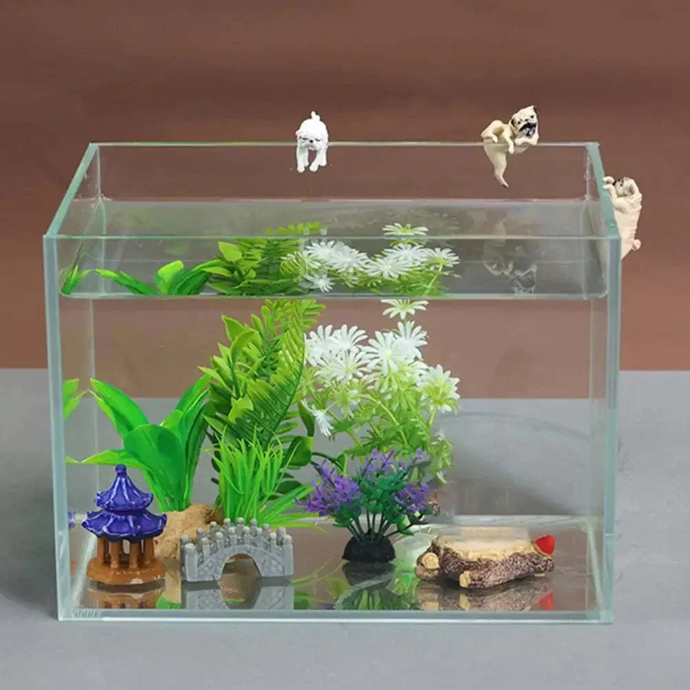 Mini Cartoon Hund Figur aus Harz – 1-3 Stück für Aquarium Deko