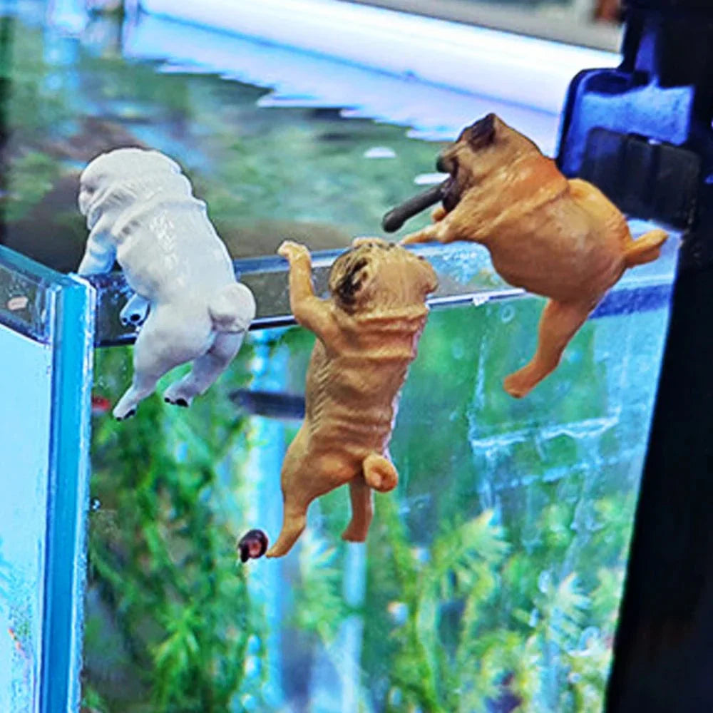Mini Cartoon Hund Figur aus Harz – 1-3 Stück für Aquarium Deko