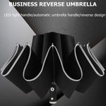 Intelligenter umgekehrter Regenschirm mit LED-Beleuchtung und Reflexstreifen