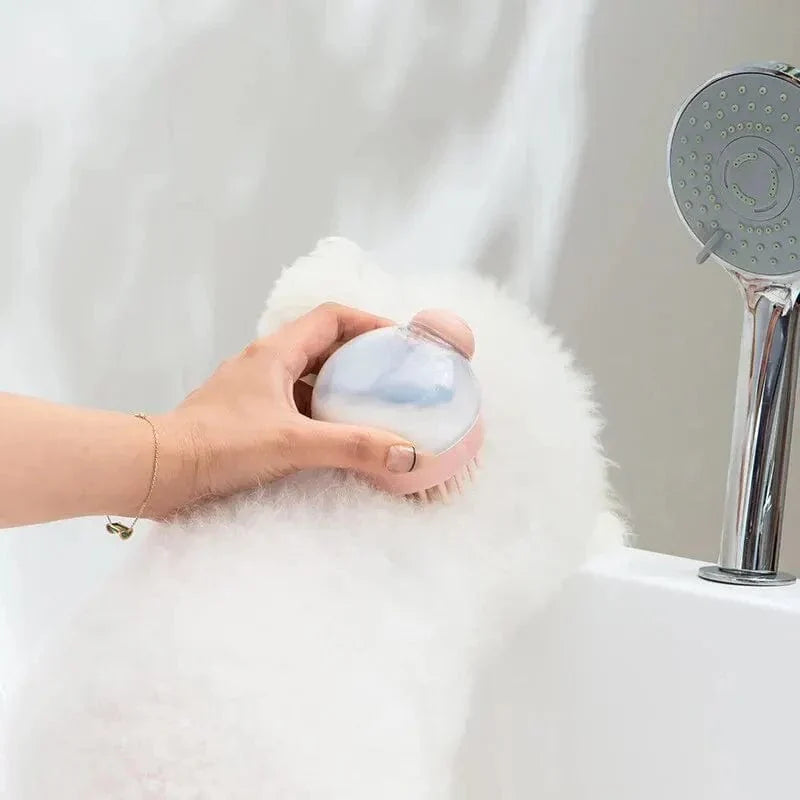 Kompakte Haustierpflegebürste mit Shampoo-Dispenser