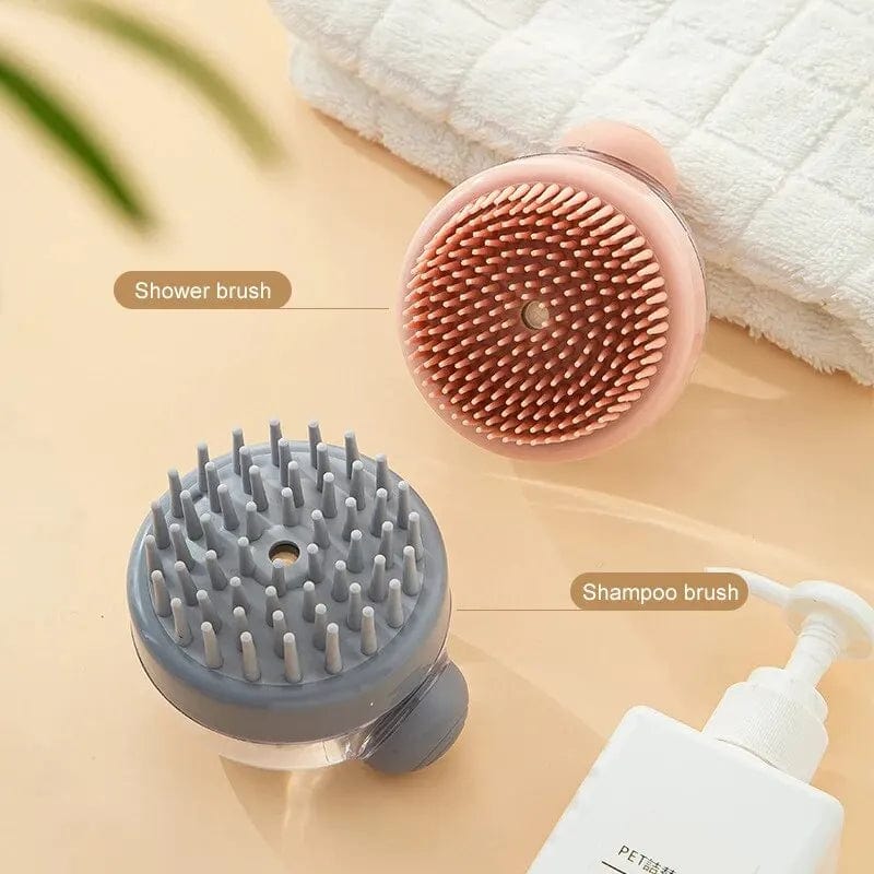 Weiche Silikon-Badbürste für Haustiere mit Shampoo-Spender – sanfte Massage für Fellpflege und Reinigung
