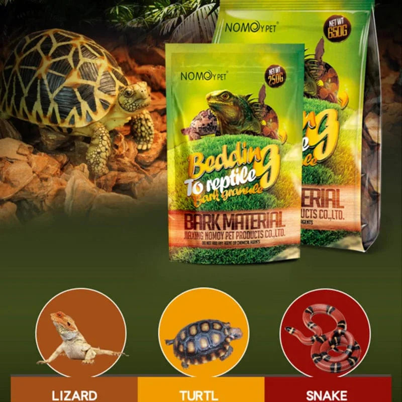 Bettungsmaterial aus Kiefernrinde für Reptilien – 250g/650g Granulate
