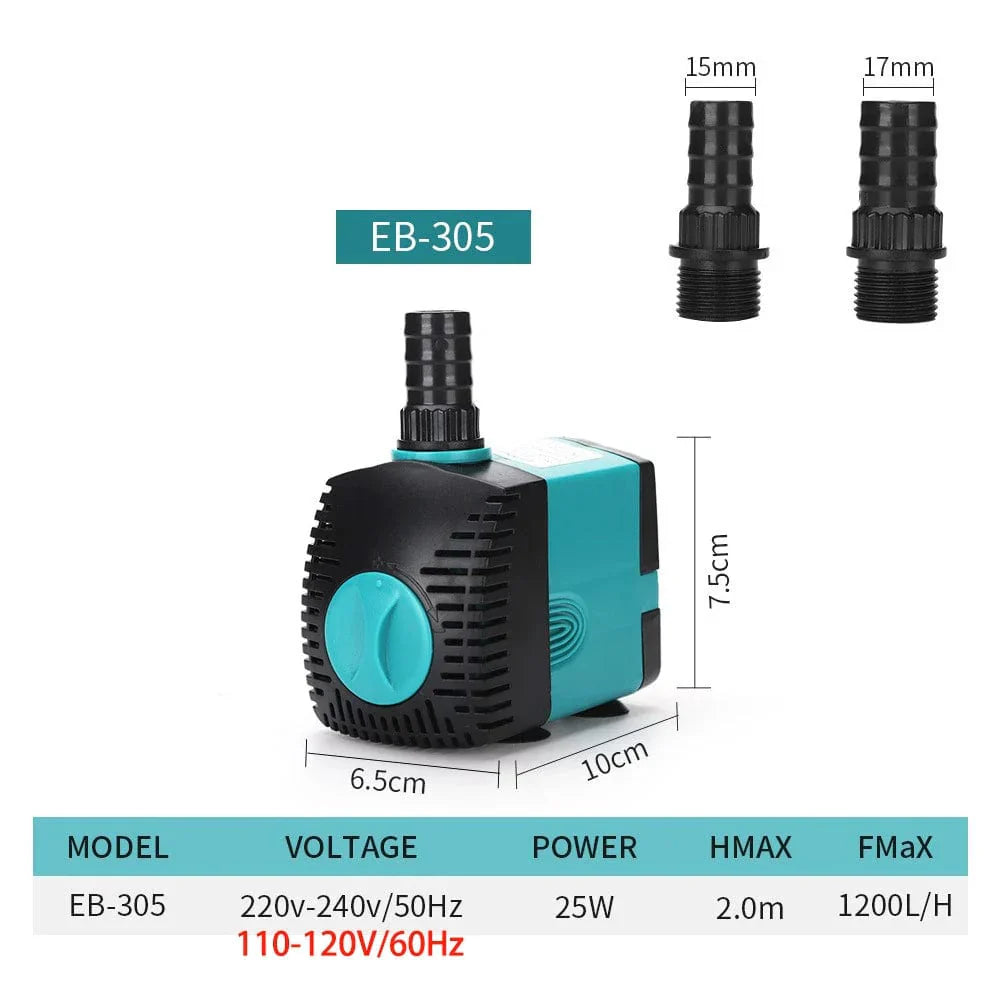 Unterwasserpumpe 3-60W für Teich und Aquarium – leise, 220V-240V/110V