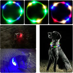 Hundehalsband mit buntem Silikon und LED – abnehmbar, leuchtend, USB aufladbar