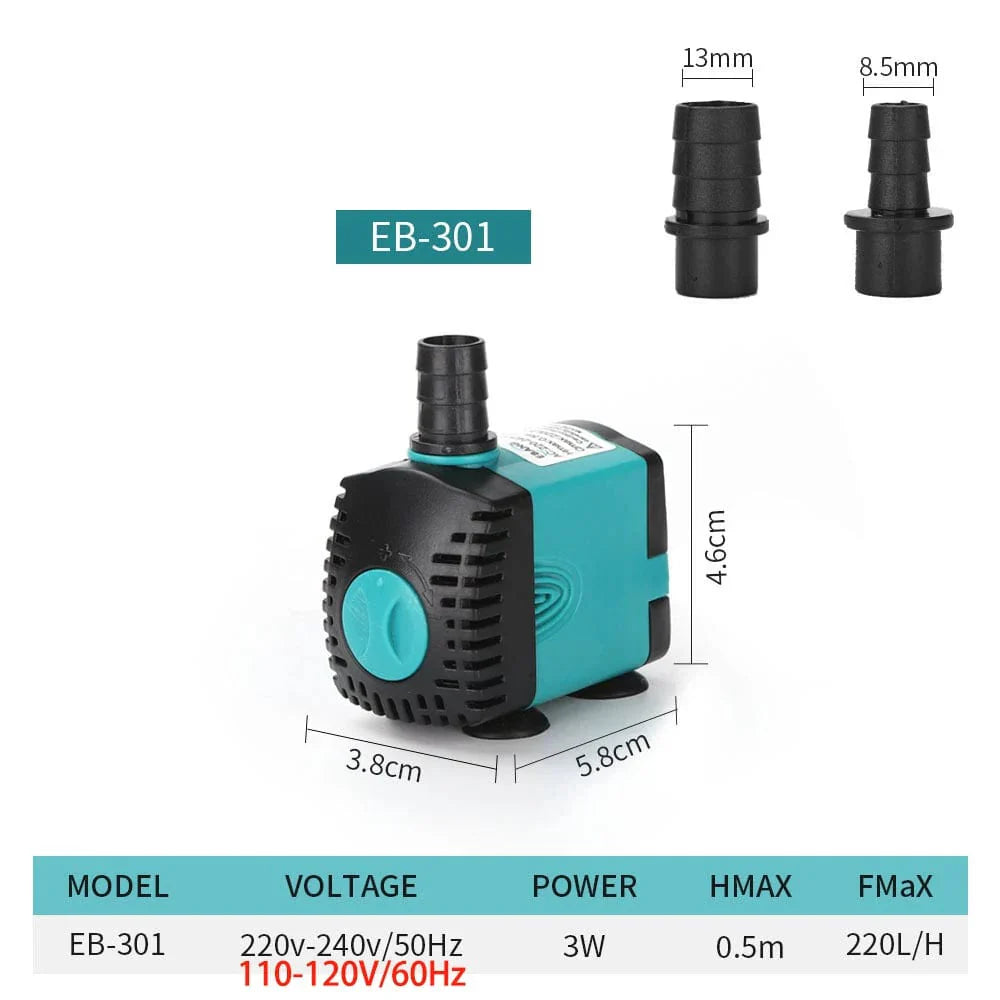 Unterwasserpumpe 3-60W für Teich und Aquarium – leise, 220V-240V/110V