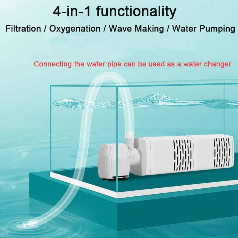 Vielseitige 4-in-1 Aquarienfilterpumpe für Fischtanks mit Luftzufuhr