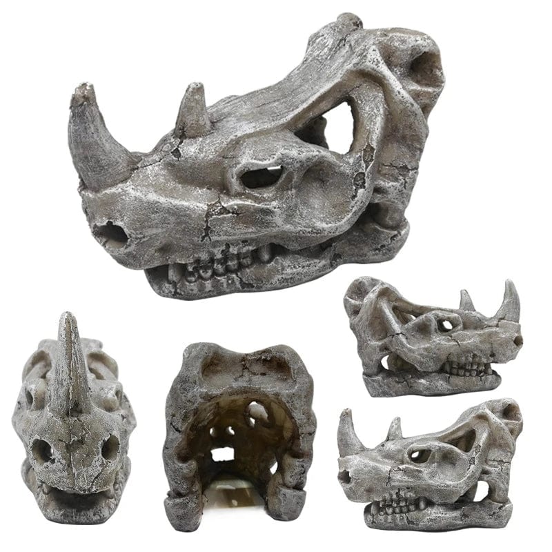 Tierschädel Fossilien Dekoration für Aquarium – Dino, Nashorn, Krokodil
