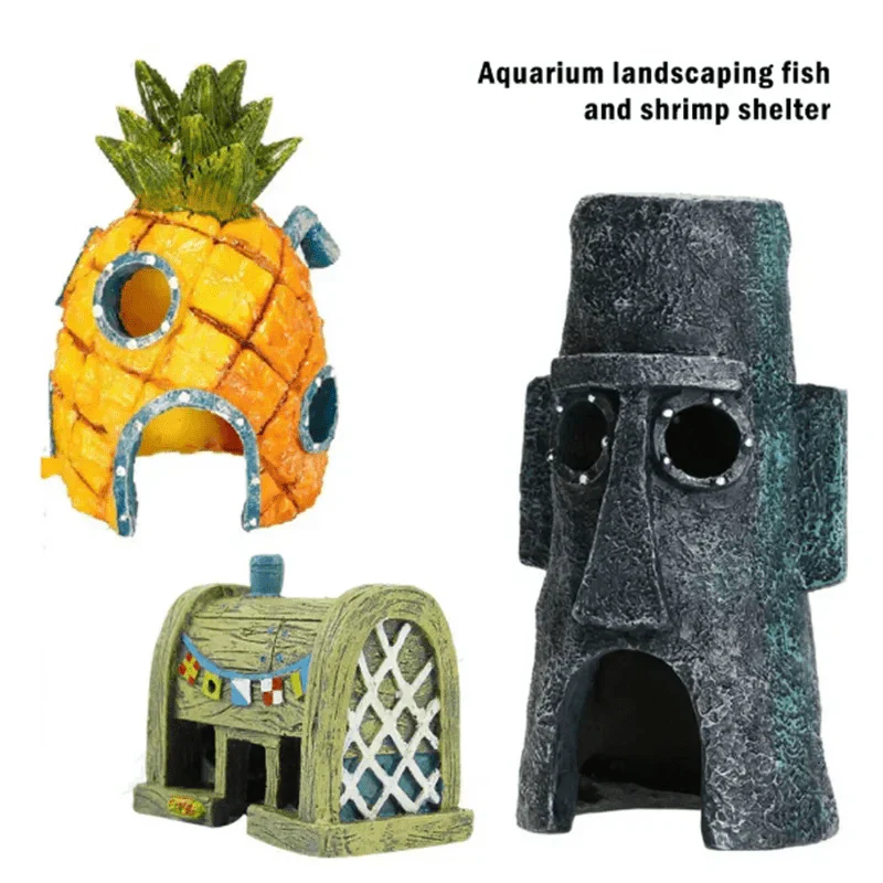 Fisch Tank Dekoration Figuren Ornamenten – Resin Ananas Haus Zubehör
