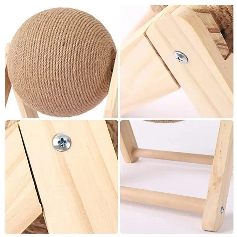 Katzenspielzeug aus Sisal und Holz – Stabiler Dreiecks-Kratzbaum für drinnen