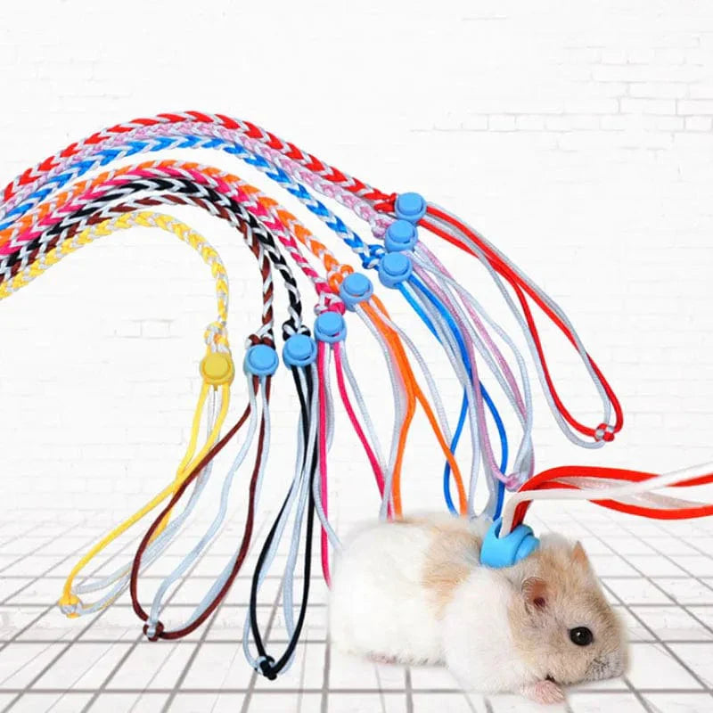 Verstellbares 1,4m 2,0m Haustier Geschirr mit Leine für Hamster und Meerschweinchen