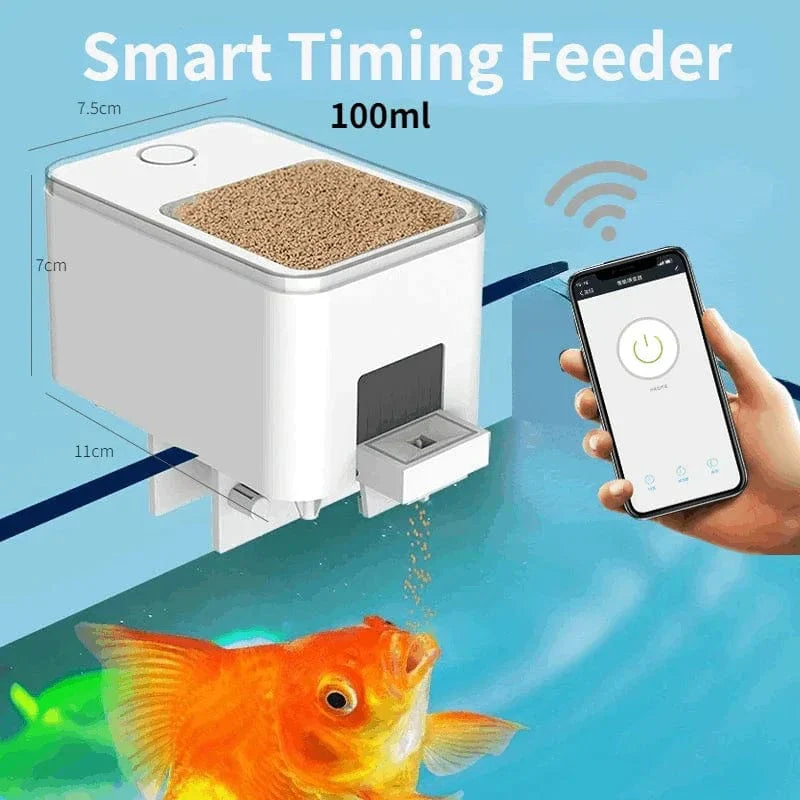 Automatischer Fischfutterspender für Aquarium mit WLAN und App-Steuerung