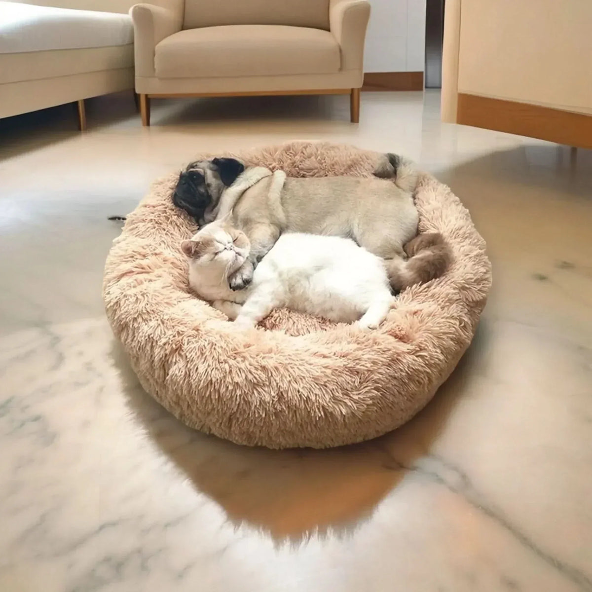 Cozy Pet Lounger - Supportive Calming Dog Bed in Plush Fabric