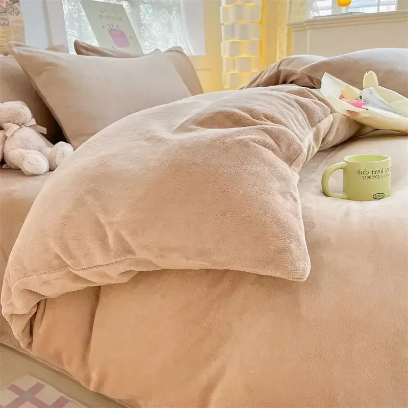 Winter Warm Flannel Fleece Duvet Cover for All Genders