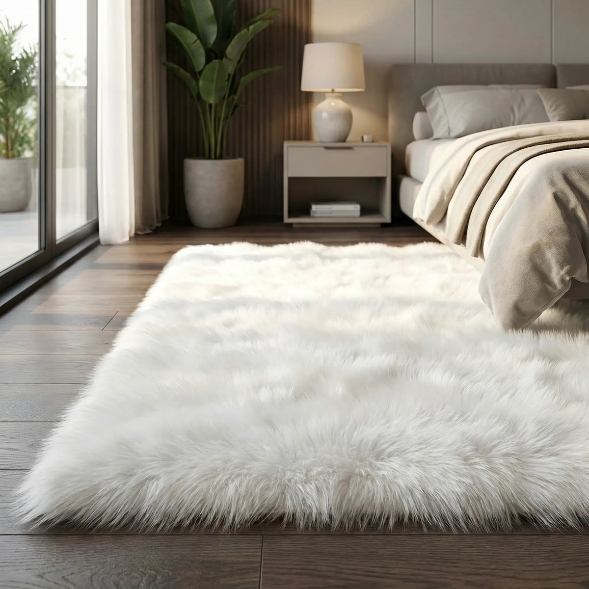 Faux Fur Shaggy Bench Runner Area Rug