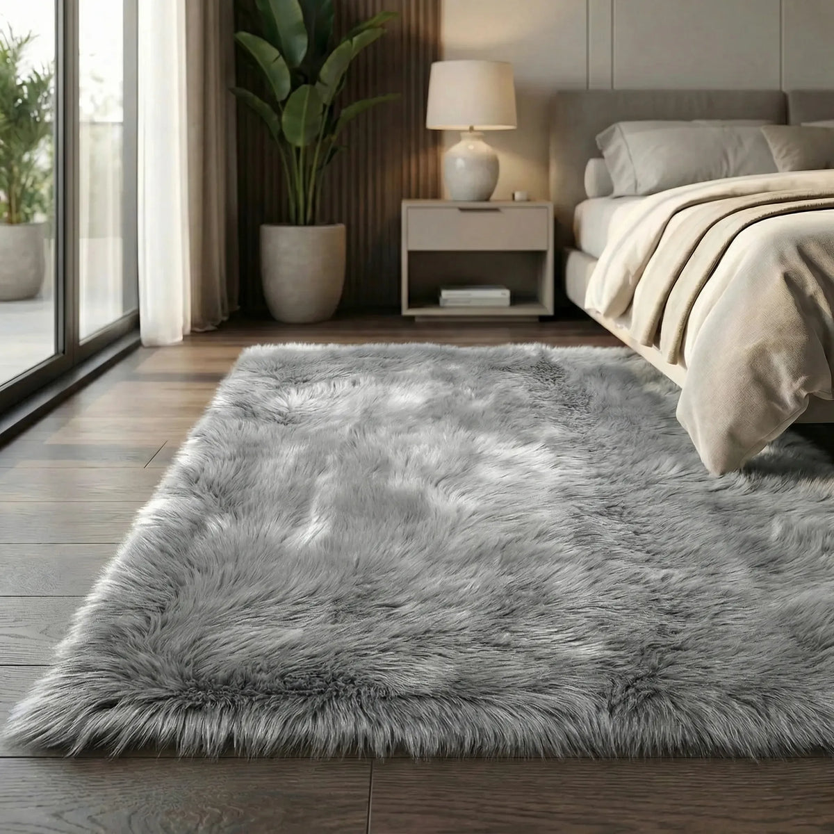 Faux Fur Shaggy Bench Runner Area Rug