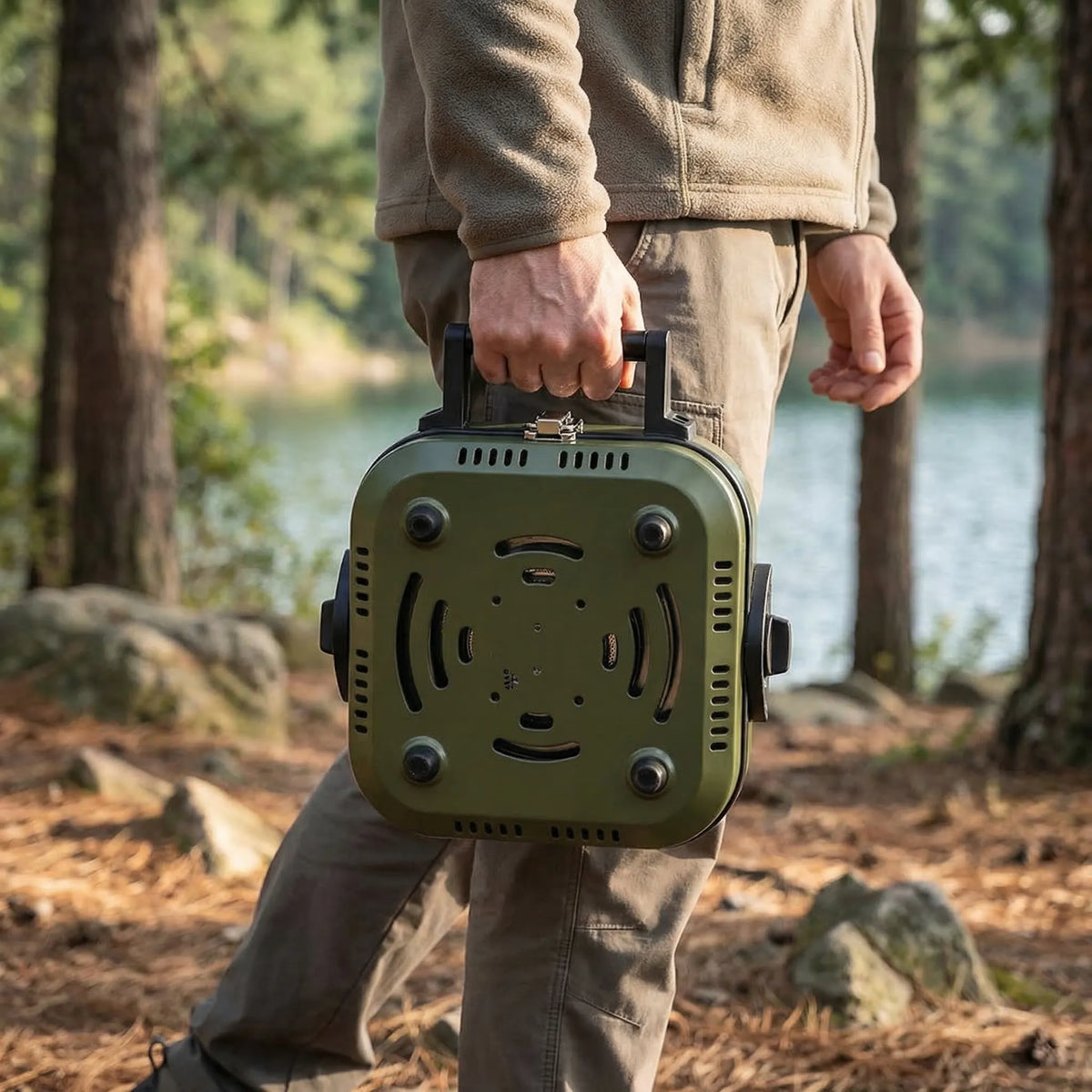 Compact Gas Cooker for Camping with Built-In Non-Stick Griddle