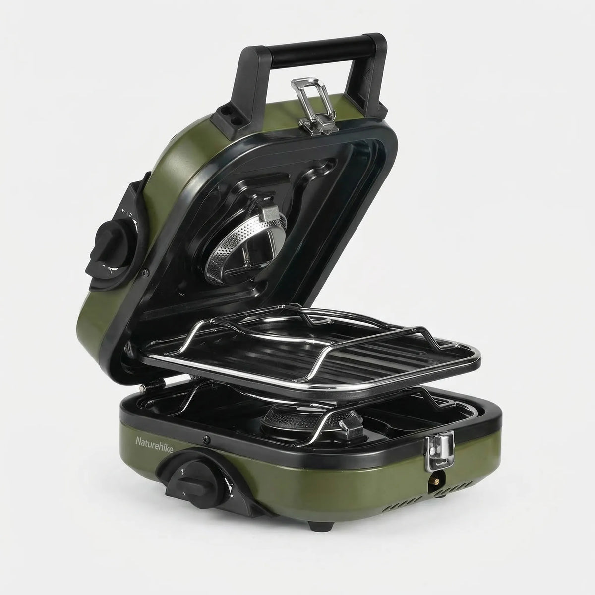 Compact Gas Cooker for Camping with Built-In Non-Stick Griddle