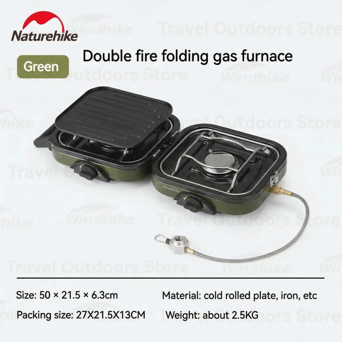 Compact Gas Cooker for Camping with Built-In Non-Stick Griddle