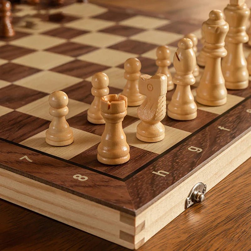 Travel-Friendly Magnetic Chess Set Made of Wood for On-the-Go Play