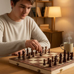 Travel-Friendly Magnetic Chess Set Made of Wood for On-the-Go Play