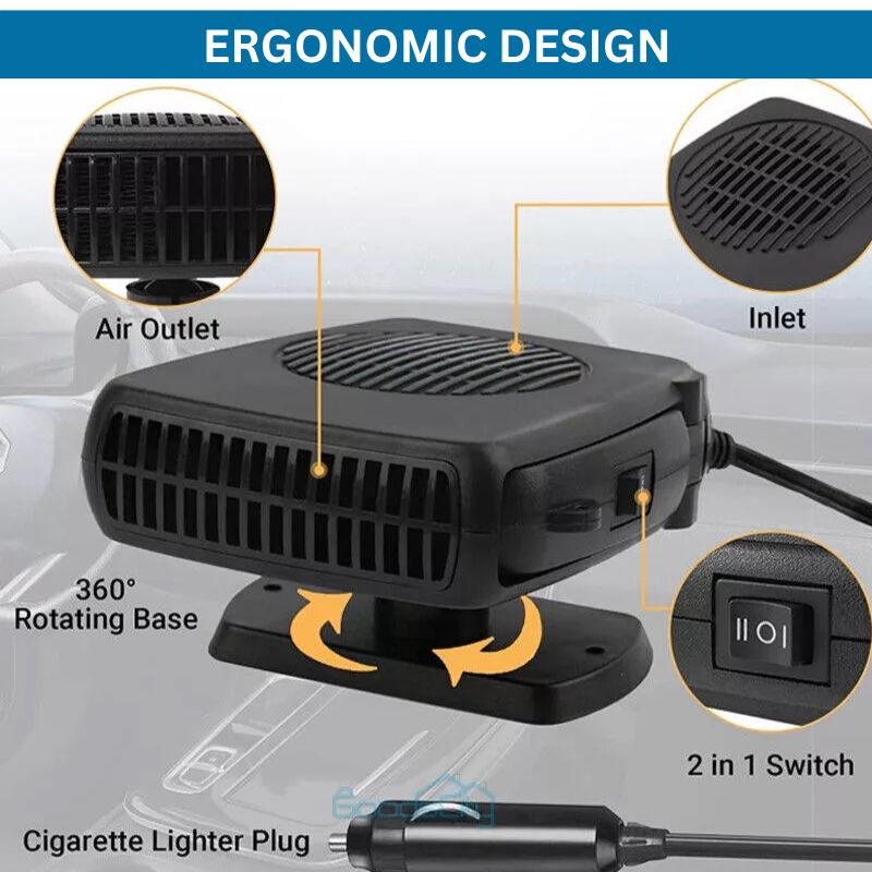 Tragbare Autoheizung 12V mit 360° drehbarem Fuß