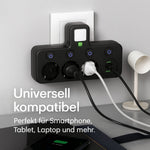 Vielseitige Steckdosenleiste mit USB und Schalter für Zuhause