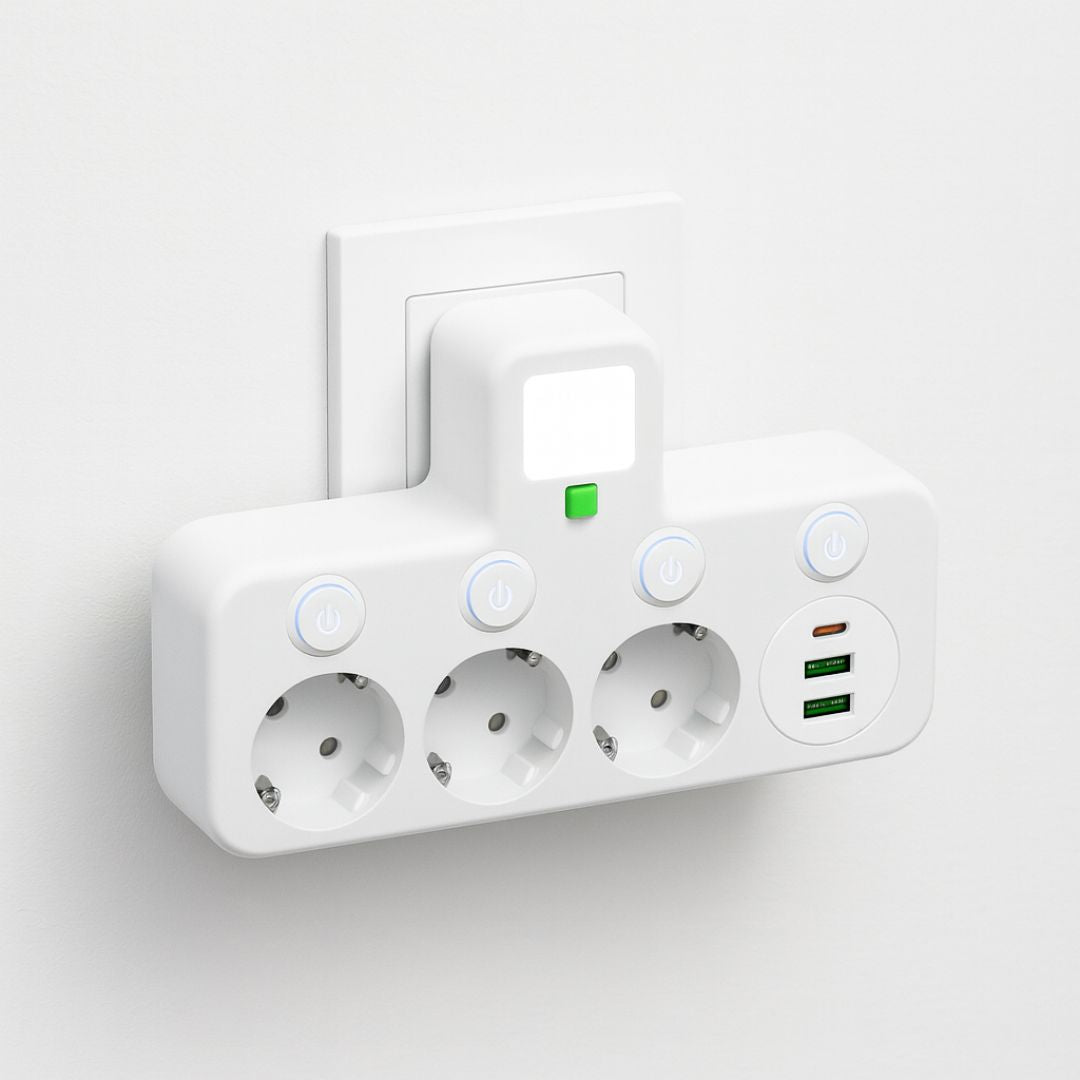 Vielseitige Steckdosenleiste mit USB und Schalter für Zuhause