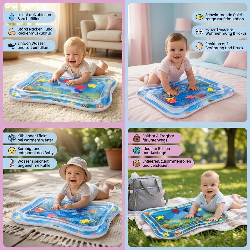 Wassermatte für Kinder – Bauchlage Spielzeit