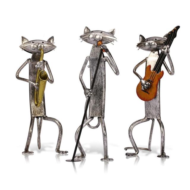 3 Mini Katzen Skulpturen für Musiker – Moderne Dekoration