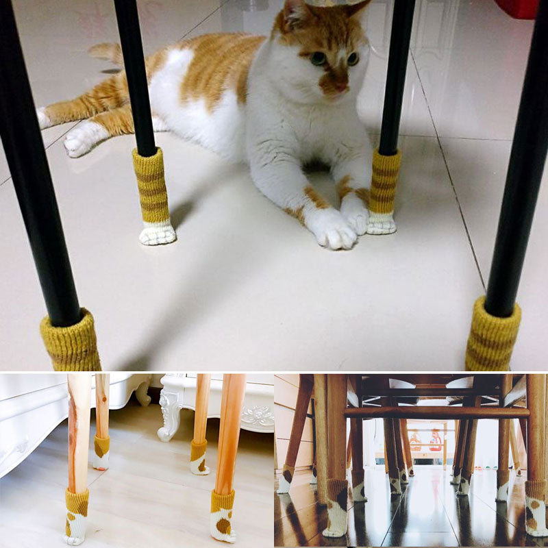 4er Set Rutschfeste Möbelbezüge mit Katzenpfoten-Design