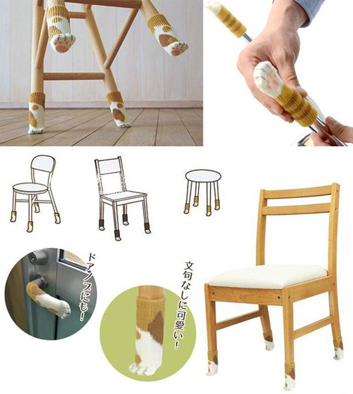 4er Set Rutschfeste Möbelbezüge mit Katzenpfoten-Design