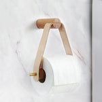 Eleganter Toilettenpapierhalter aus Eichenholz & Kunstleder