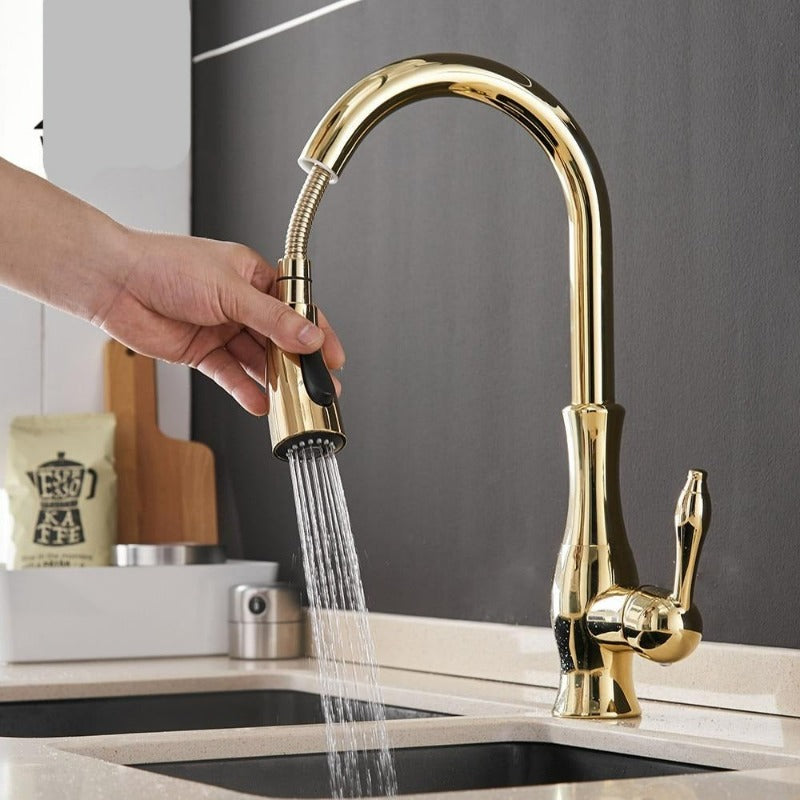 Elegante Küchenarmatur mit ausziehbarem Brausekopf