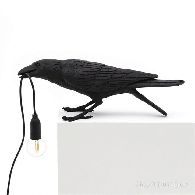 Kunstvolle Tischlampe in Krähenform mit Leuchtmittel