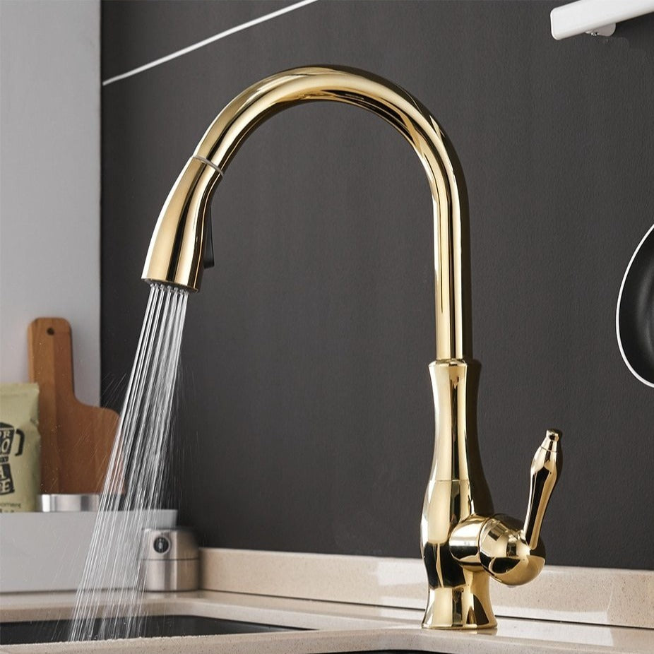 Eleganter Küchenarmatur mit ausziehbarem Brausekopf – Edelstahl 360° schwenkbar