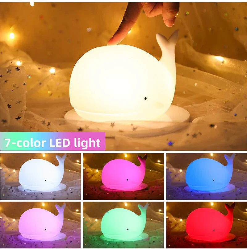 Sanfte Wal-Nachtlampe mit Farbwechsel-LED – Touch-Steuerung, USB