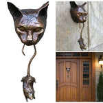 Kreativer Katzen-Maus Türklopfer aus Metall