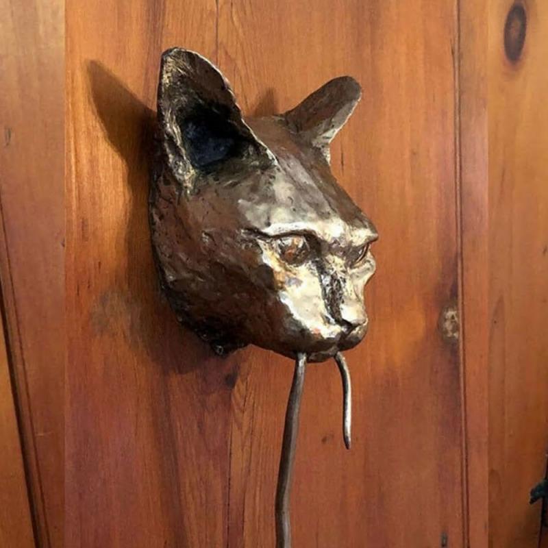 Kreativer Katzen-Maus Türklopfer aus Metall