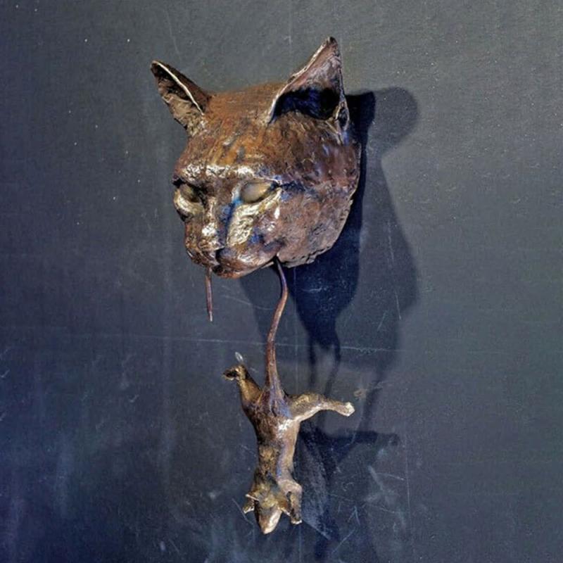 Kreativer Katzen-Maus Türklopfer aus Metall