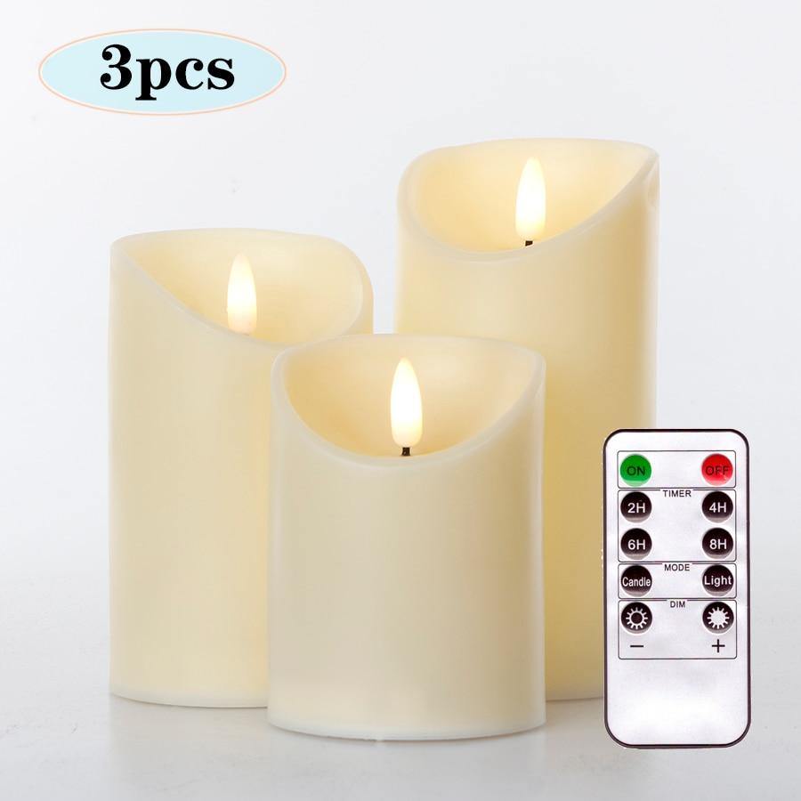 3 Stück LED Kerzen ohne Flamme mit Fernbedienung
