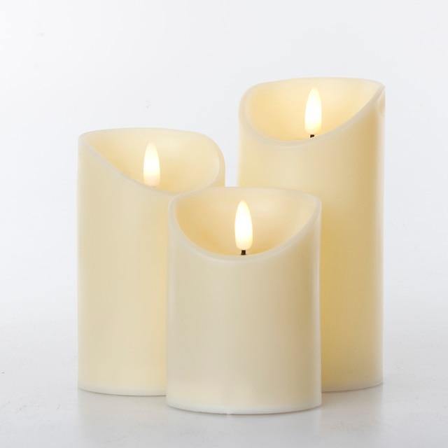 3-teiliges Set Fernbedienbare LED-Kerzen mit Flammeneffekt