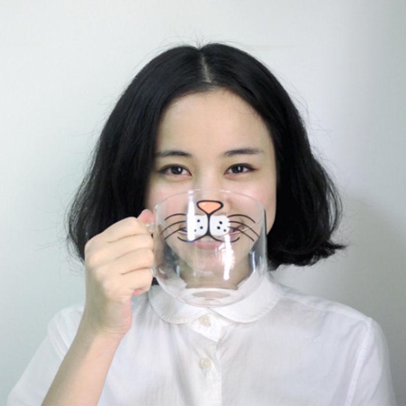 Elegante Katzen-Tasse aus hitzebeständigem Glas