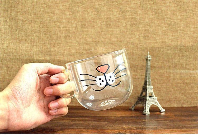 Elegante Katzen-Tasse aus hitzebeständigem Glas