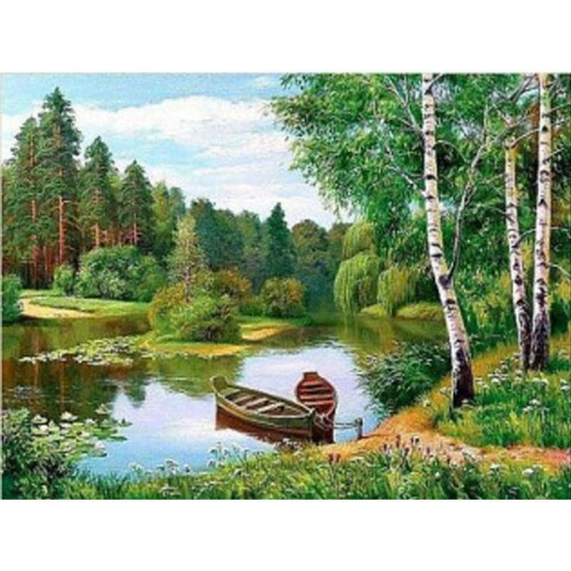 Gemälde-Set: Ruderboote am See