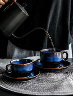 Katzenaugen-Effekt Keramiktasse in Blau | CeramiLux