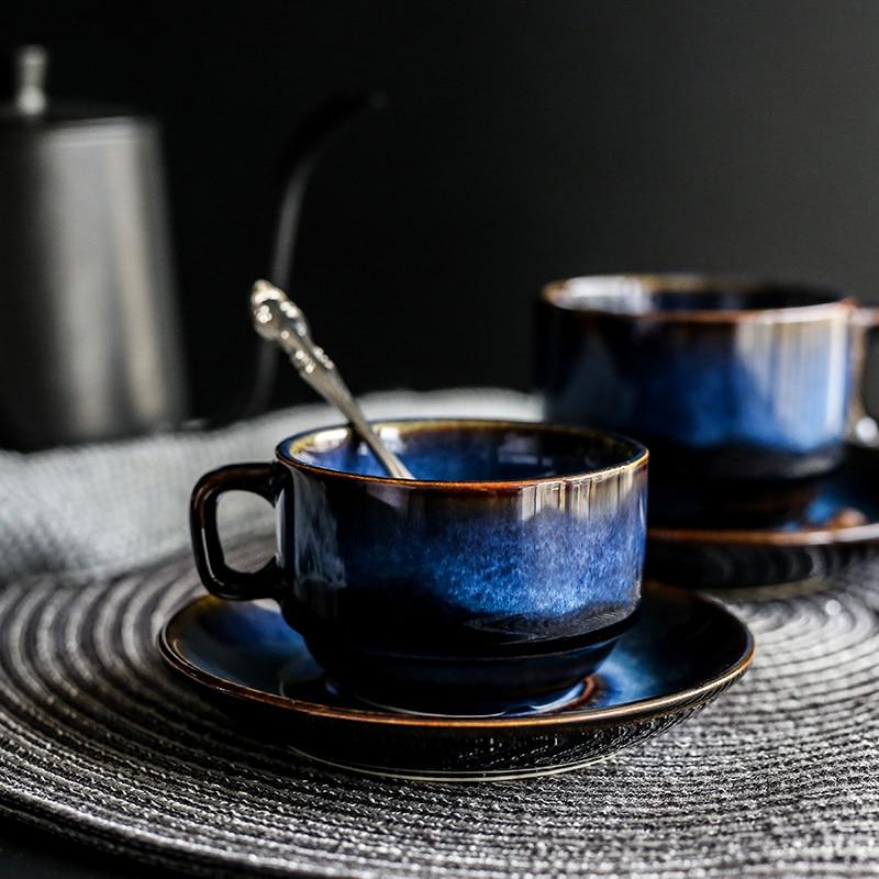 Katzenaugen-Effekt Keramiktasse in Blau | CeramiLux